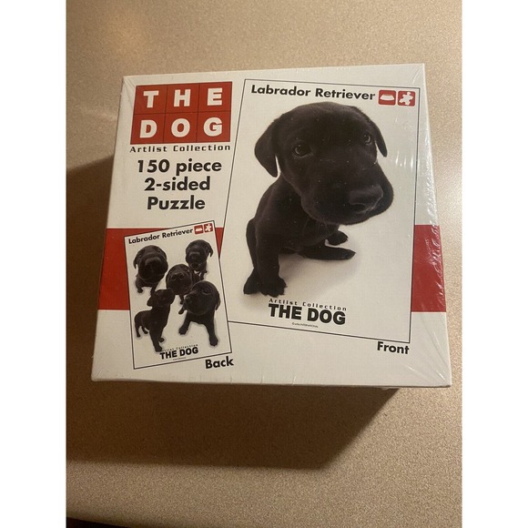 The Dog Artlist Collection Two Sided 150 PC Puzzle Black Lab New Sealed 11.5x16 - Picture 1 of 2
